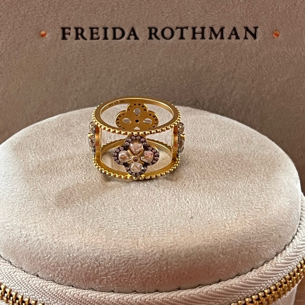 Freida Rothman Gold over Sterling silver Ring. Sz 9.5